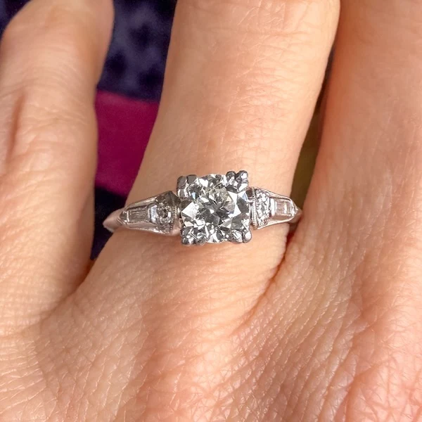 Art Deco Diamond Engagement Ring, TRB 0.75